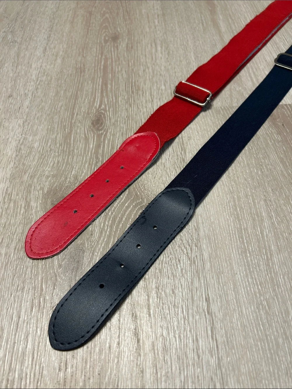 Academy Adjustable Red and Navy Webbing Baseball Belts - Set of 2